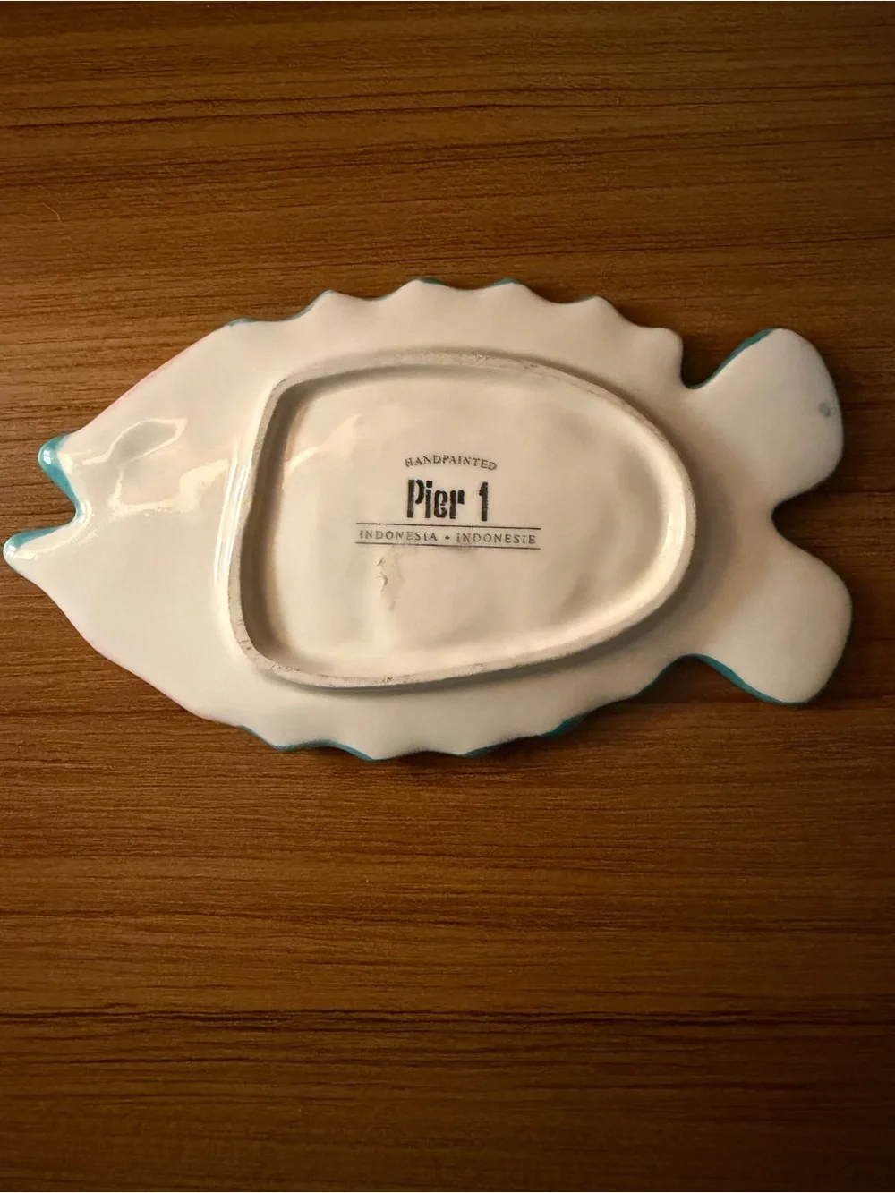 VTG Pier 1 Hand Painted Fish Shaped Soap Trinket Dish Beach Ocean Nautical